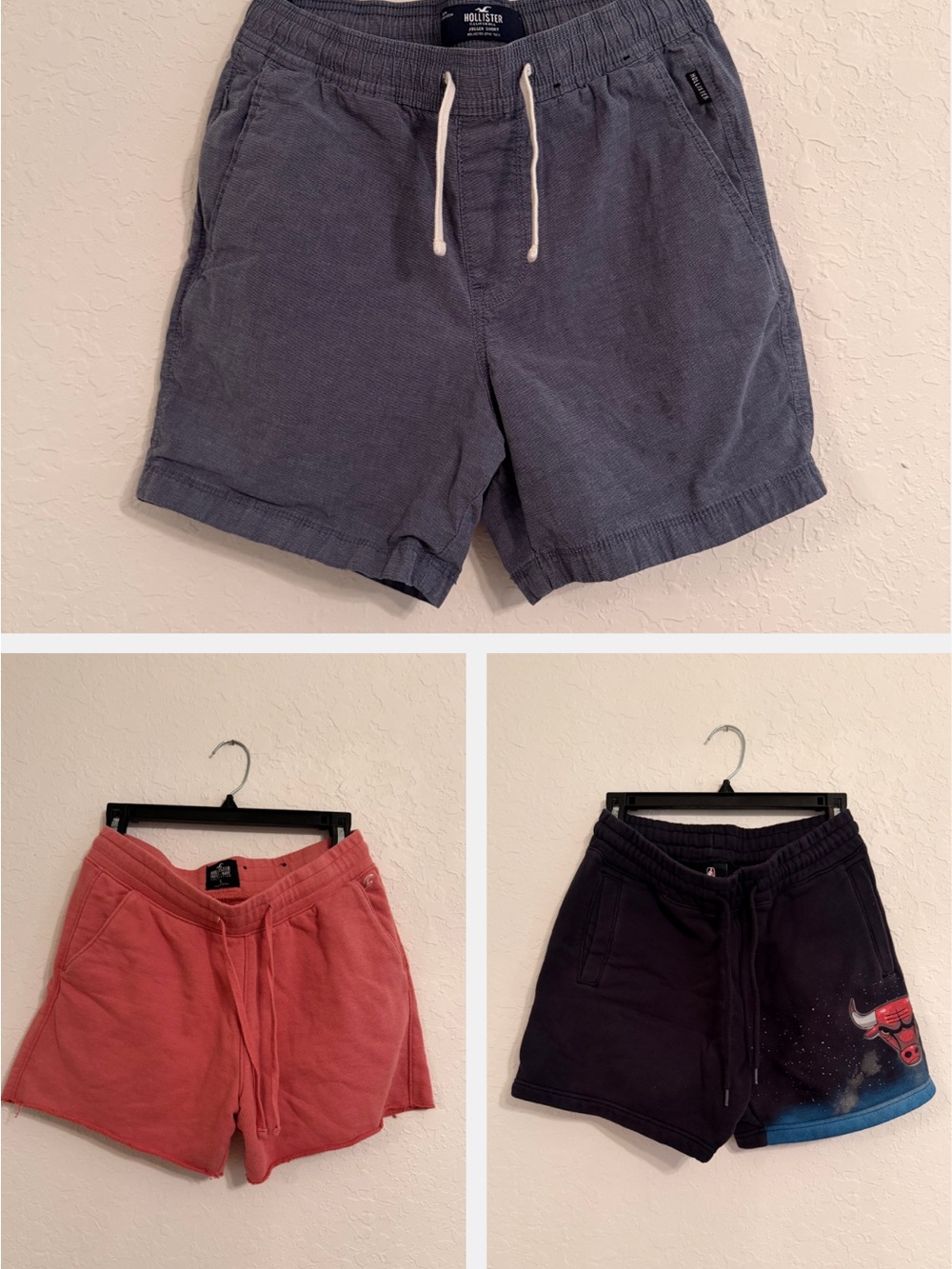 Hollister Men’s Small Shorts 3-Pair Bundle NBA Bulls Sweat Jogger Shorts